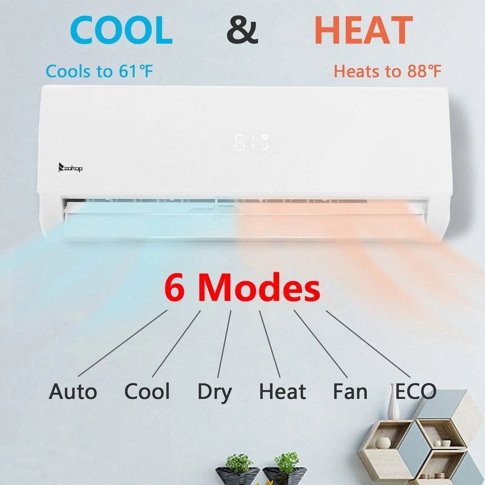 12000 BTU Mini Split Air Conditioner with Heating W6696