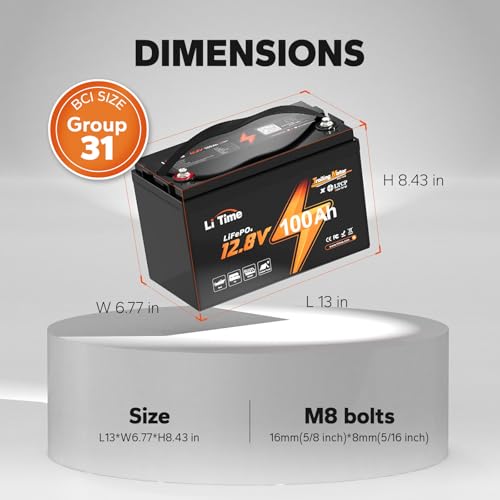 12V 100Ah LiFePO4 Battery Group 31 with Built-in 100A BMS N133