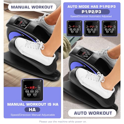 Under Desk Elliptical, Electric Leg Exerciser for Seniors Adults, Quiet Portable Seated Foot Pedal with Remote Control G7774
