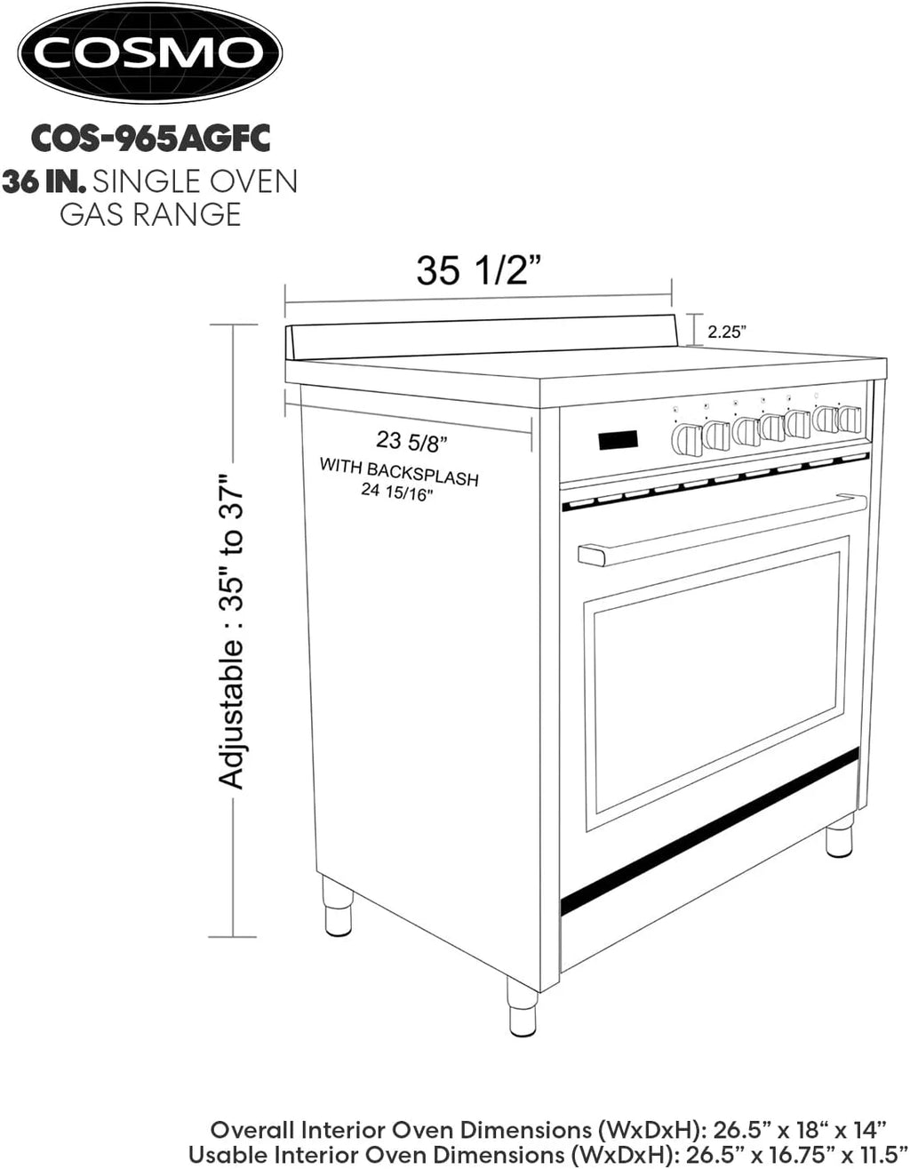 Freestanding Gas Range with 5 Burners and Convection Oven Z78431