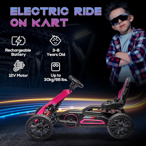 12V Electric Go Kart for Kids, Outdoor Ride-On Toy with Adjustable Speed A571780