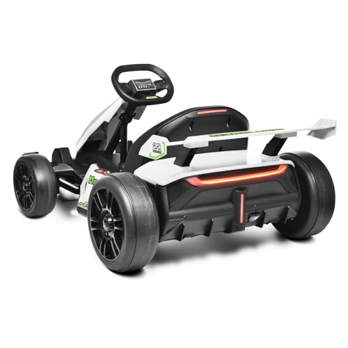 24V Kids Go Kart 300W Electric Drift Kart Outdoor Race Toy with 2X150W Motor, 7AH Battery, Green R238