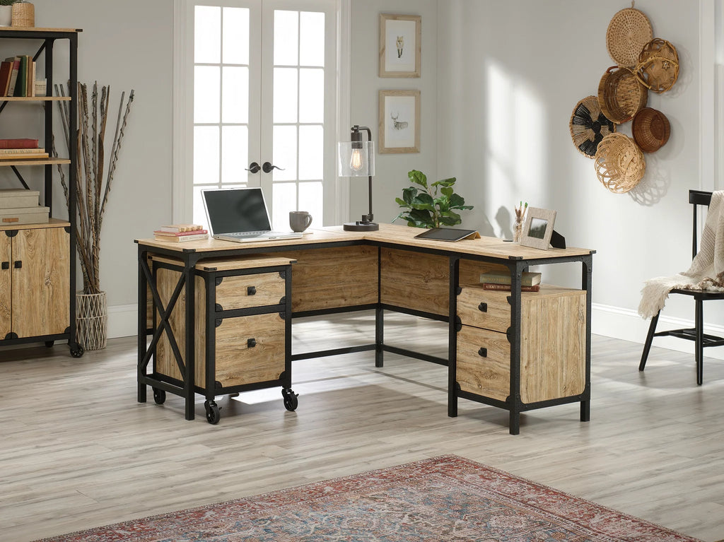 L-Shaped Desk, Milled Mesquite Finish C89994