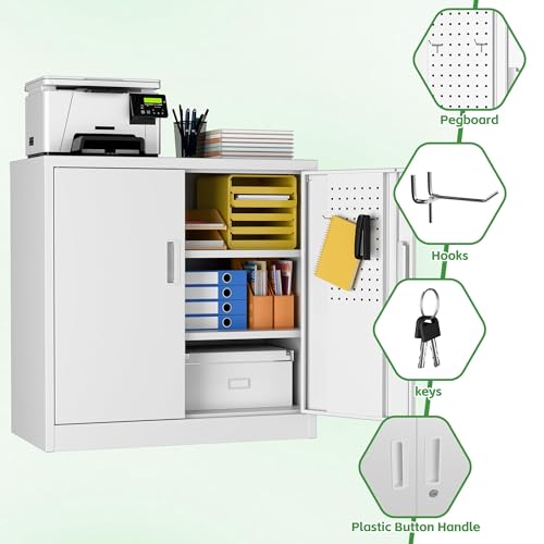 Garage Storage Cabinet with Wheels, 72" H, 2 Doors, 4 Adjustable Shelves, Black Q104