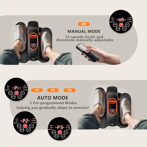 Under Desk Elliptical Machine with Remote, 15 Speeds, Portable Leg Exerciser for Home Office M6572