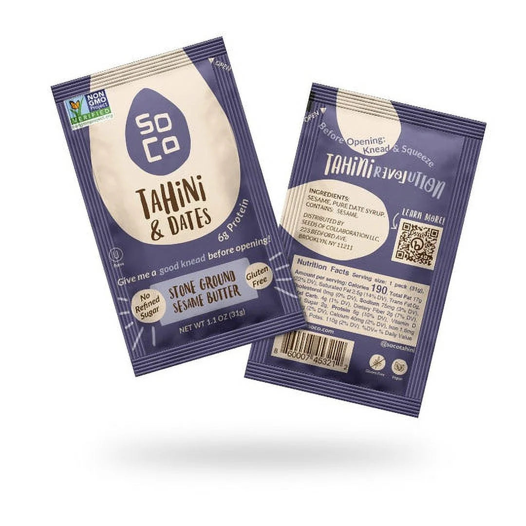 Artisanal Tahini Jars with Tahini & Dates Squeeze Packs, Gluten-Free, Sugar-Free W6483