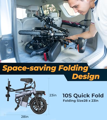 Electric Bike for Adults, 14" Folding Ebike, 750W Peak, Removable Battery, 22mph F42560