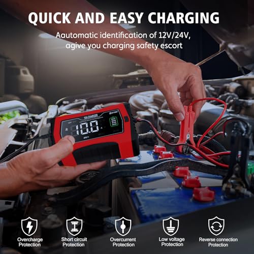 Smart Car Battery Charger 10-Amp 12V/24V with Trickle and Desulfator U7936