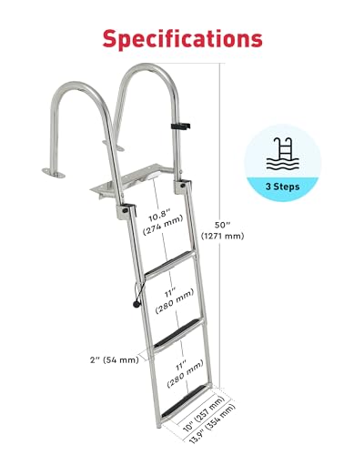 3 Step Telescoping Boat Ladder with Nonslip Steps, 400lb Capacity G2534
