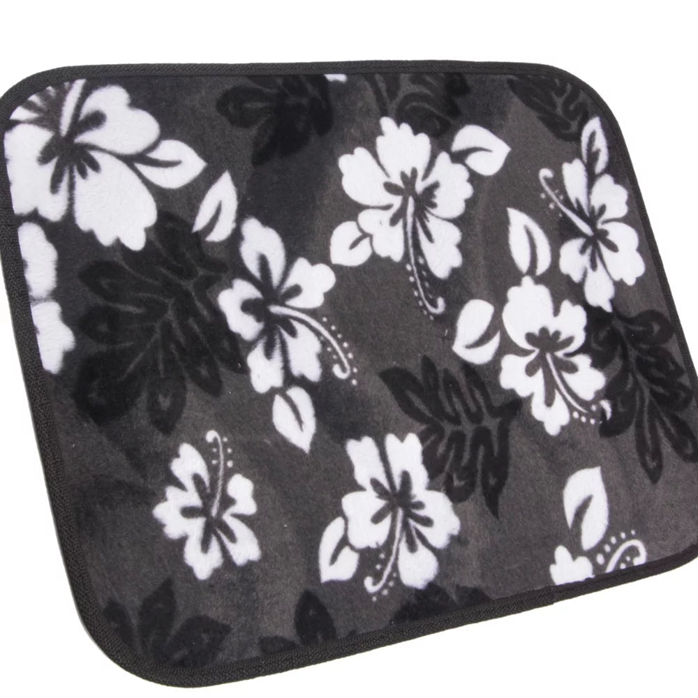 Hawaiian Hibiscus Car Floor Mats for Car Truck SUV - 4 Piece Set, Black & White F640