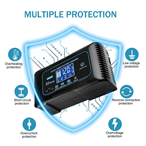 20 Amp Lithium Battery Charger, 12V and 24V Lifepo4, Lead-Acid Portable Car Battery Charger R763