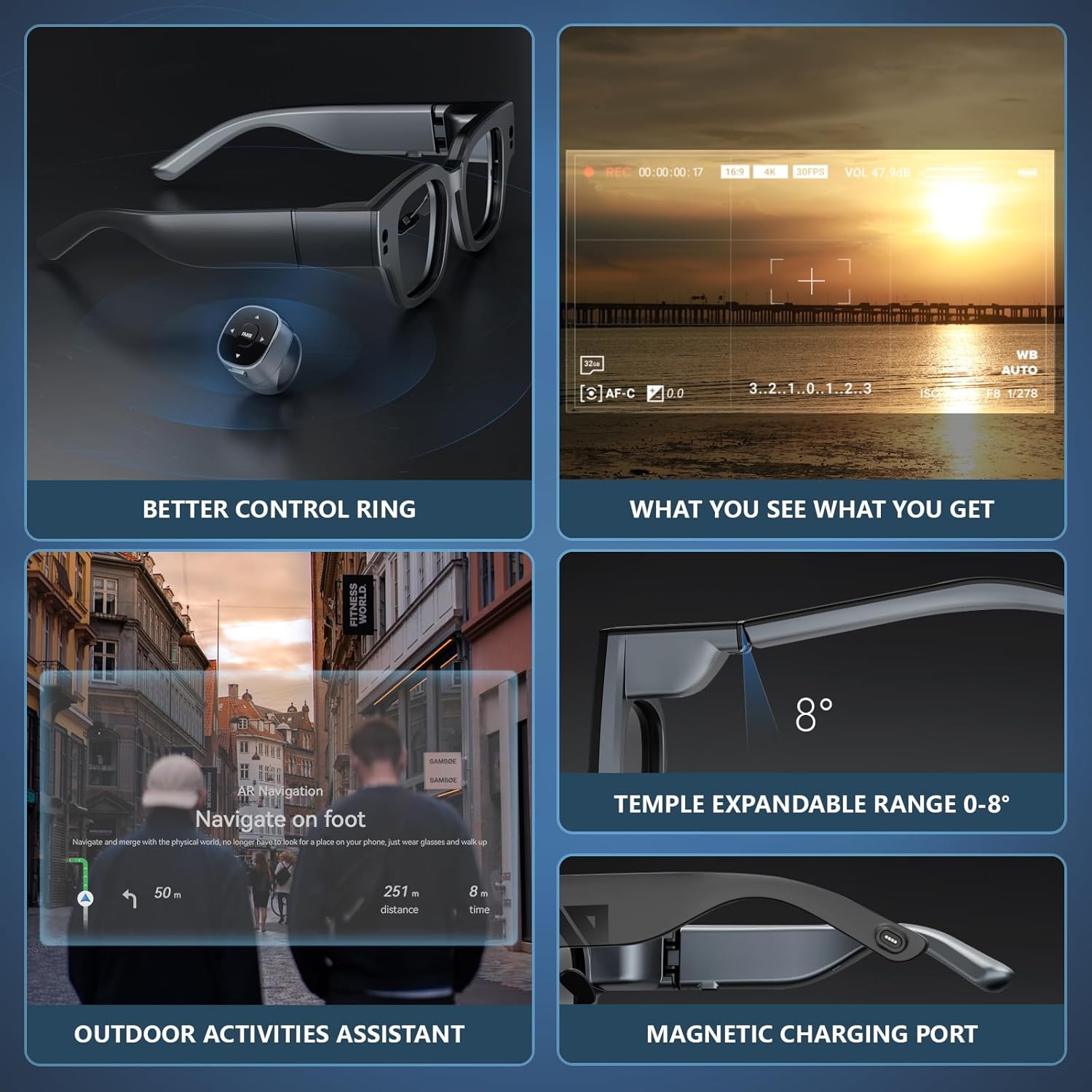 AR Glasses Wireless with 1080P Micro-OLED Virtual Theater and Camera T34510