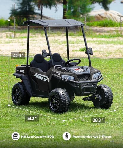 24V Ride on Car 2 Seater with Sun Shade, Dump Bed & Shovel, 4WD Electric Truck for Kids F44284