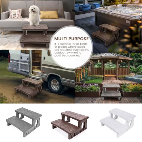 2-Step Spa Hot Tub Pool RV Deck Steps, Lightweight Sided Step G8697