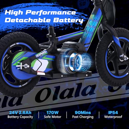 Electric Dirt Bike for Kids Aged 3-6, 170W Motor, 24V Battery, 12IN Tires M30914