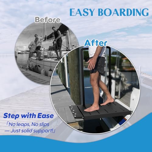 Boat Boarding Platform with Safety Handrail, Powder-Coated, 500Lb Capacity S1888