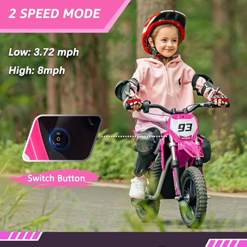 Electric Dirt Bike for Kids Aged 4-8, 350W Brushless Motor, 14'' Off-Road Tires, Blue J66927