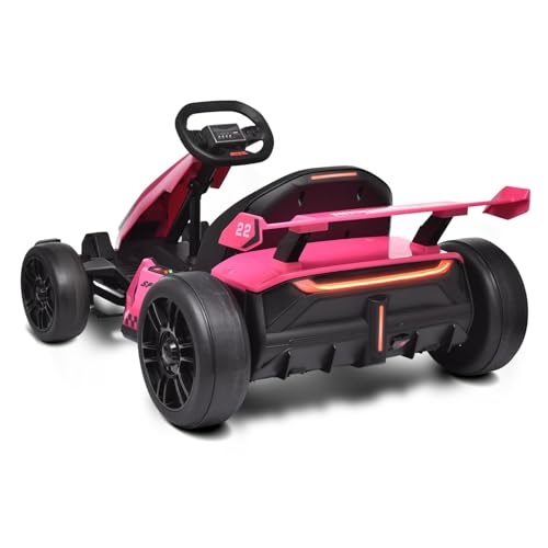 24V Kids Go Kart 300W Electric Drift Kart Outdoor Race Toy with 2X150W Motor, 7AH Battery, Green R238