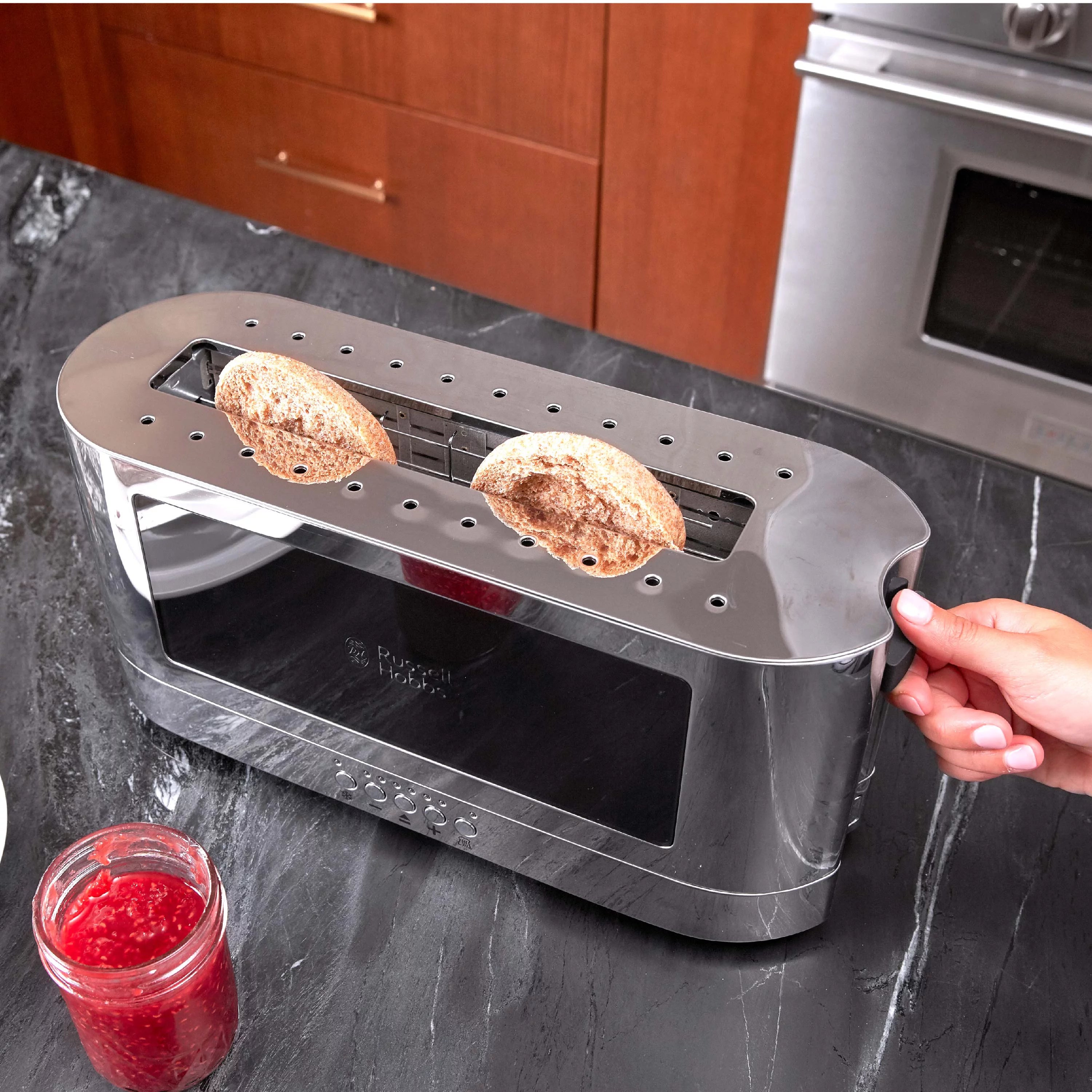 2-Slice Glass Accent Toaster, Black & Silver H6234