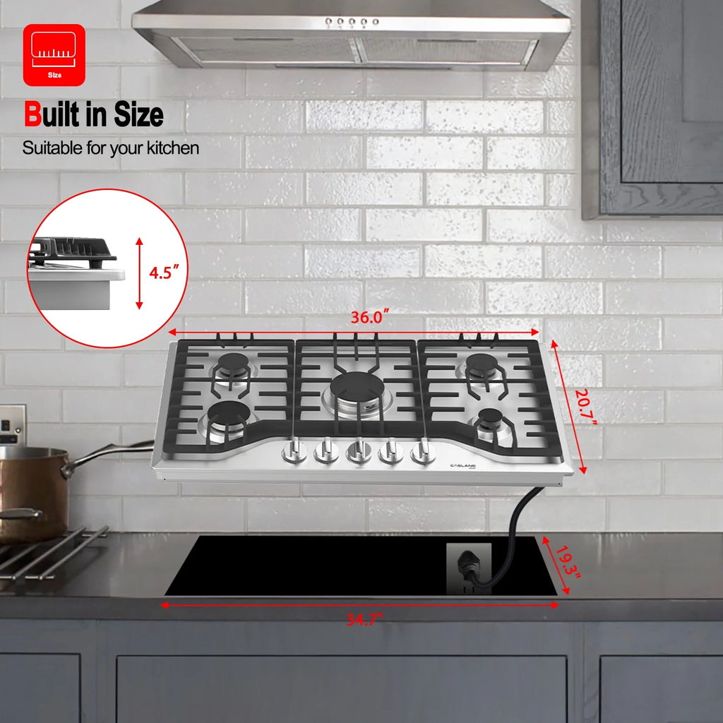 36 in. Convertible Gas Cooktop with 5 Burners D9661