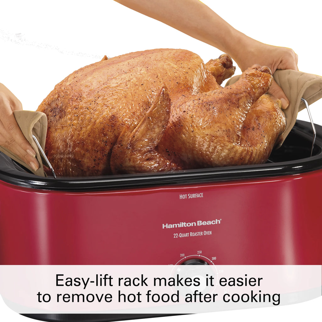 22 Quart Roaster Oven, Fits 28 lb Turkey, Red Q8854