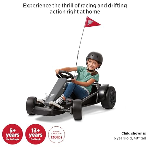 Kids Electric Go-Kart with Adjustable Seat, Rubber Wheels B5495