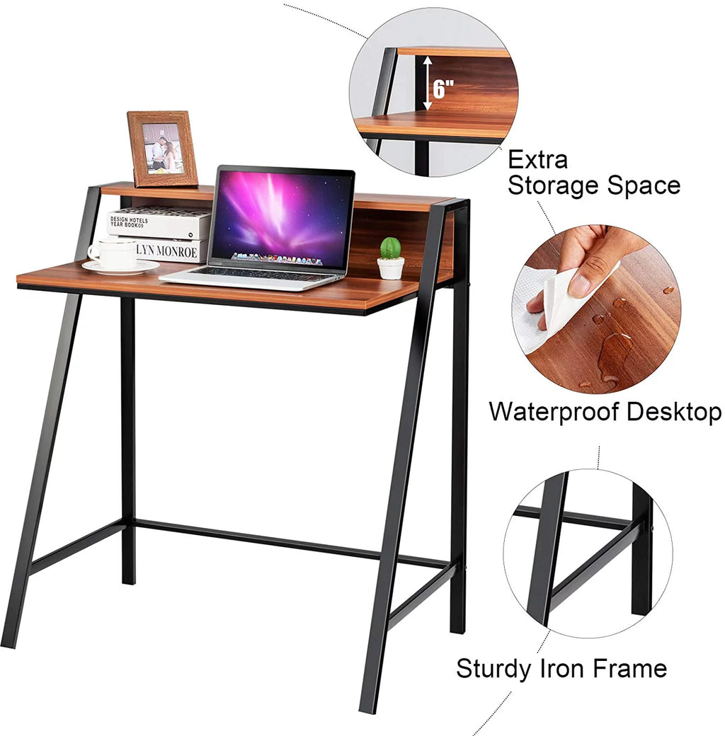 Compact Home Office Desk with Sturdy Frame for Small Spaces J78201