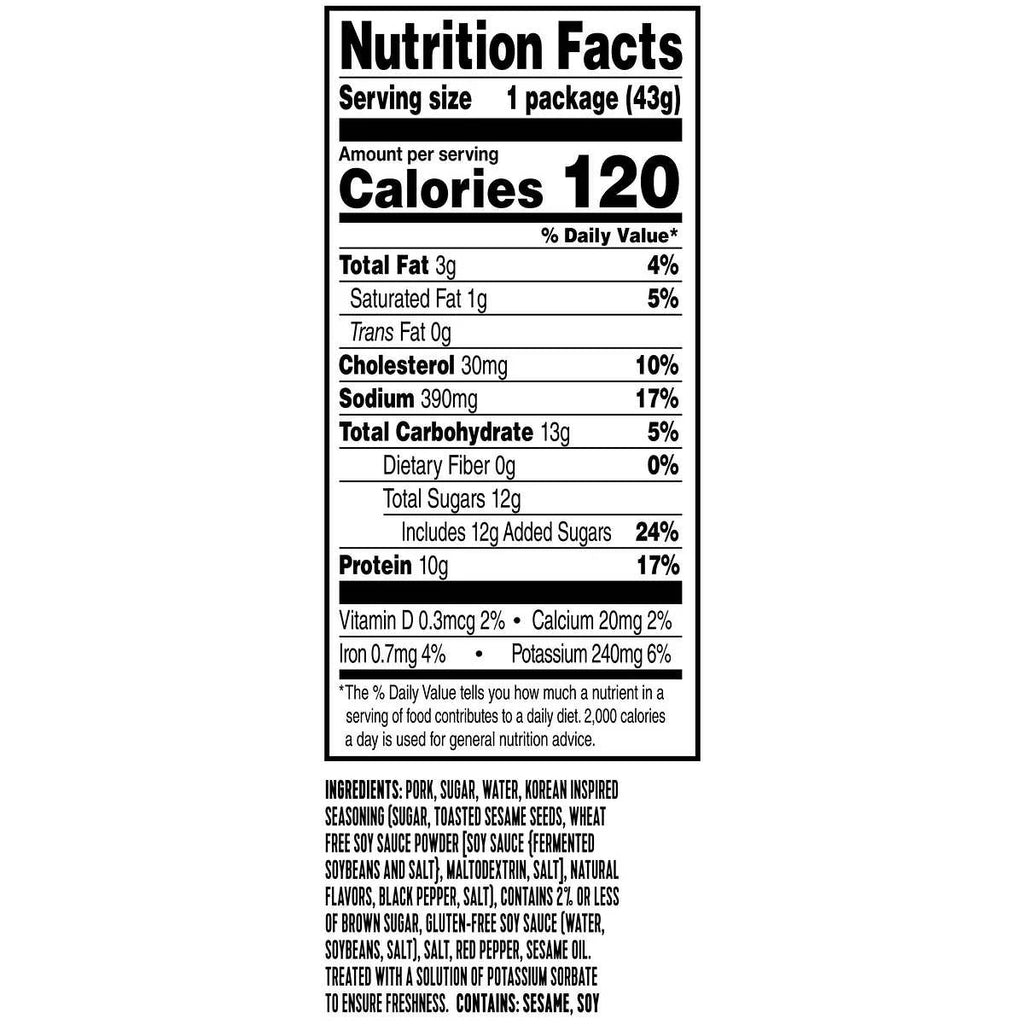 Pork Snack Bites Korean Barbecue, 1.5 oz (12 Count) H808950