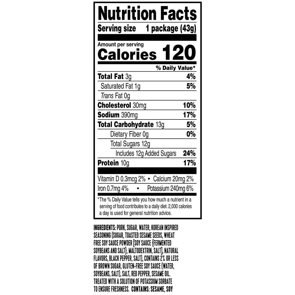 Pork Snack Bites Korean Barbecue, 1.5 oz (12 Count) H808950