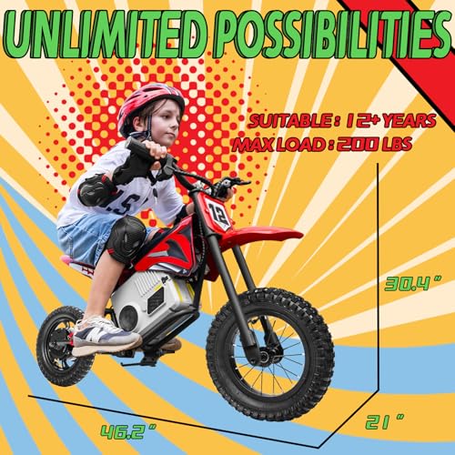 Electric Dirt Bike for Kids 8-14, 16MPH Off-Road Motorcycle with Twist Grip Throttle B563