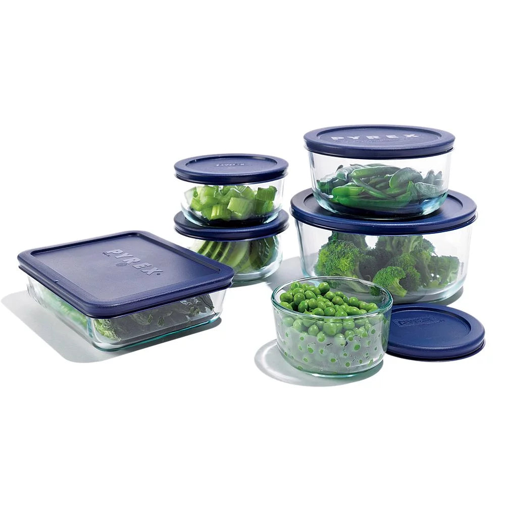 4 Cup Round Storage Dish with Blue Lid, Pack of 4 T320
