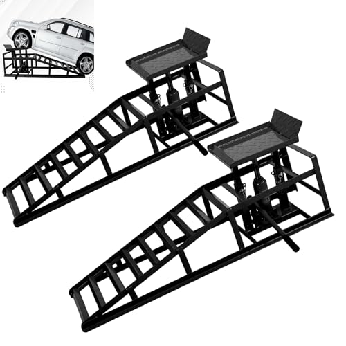 Hydraulic Car and Truck Service Ramps, 11023 Lbs Capacity, Portable Lifts for Oil Changes D8064