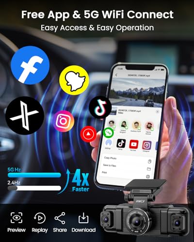 4 Channel Dash Cam 360° View, 1080P Front and Rear Inside, Left Right, Night Vision, 5G WiFi & APP Control I866