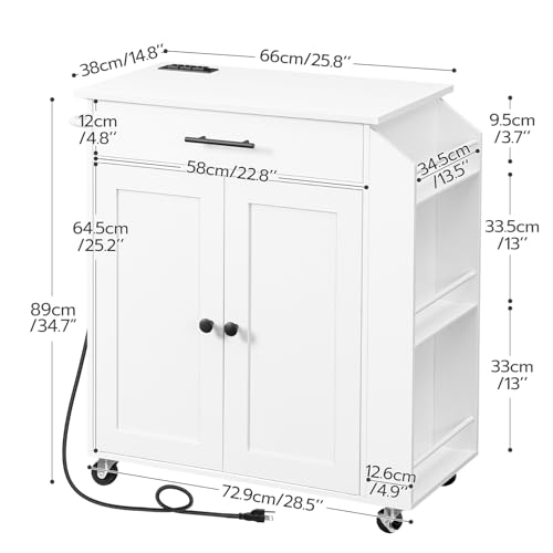 Kitchen Island with Power Outlet and Spice Rack on Wheels D759355