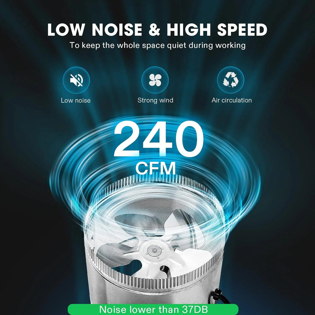 6 Inch Inline Duct Fan 240 CFM, HVAC Exhaust Ventilation Fan, Low Noise Z481062