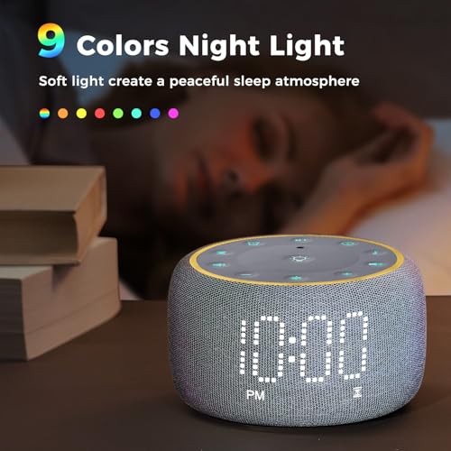 White Noise Machine Alarm Clock with Bluetooth Speaker and Night Light E3084