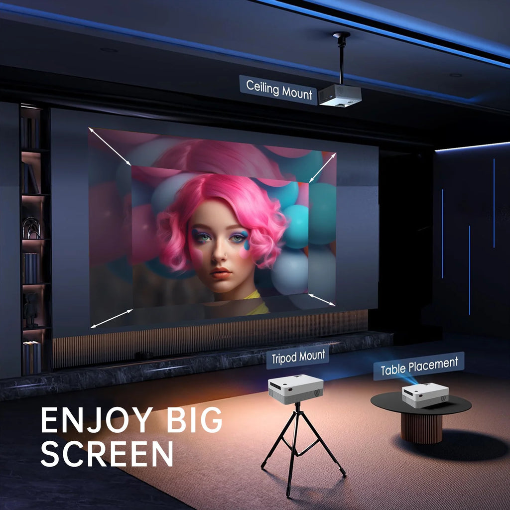 Mini Projector with 5G WiFi and Bluetooth, Native 1080p, Portable Indoor Outdoor L851136