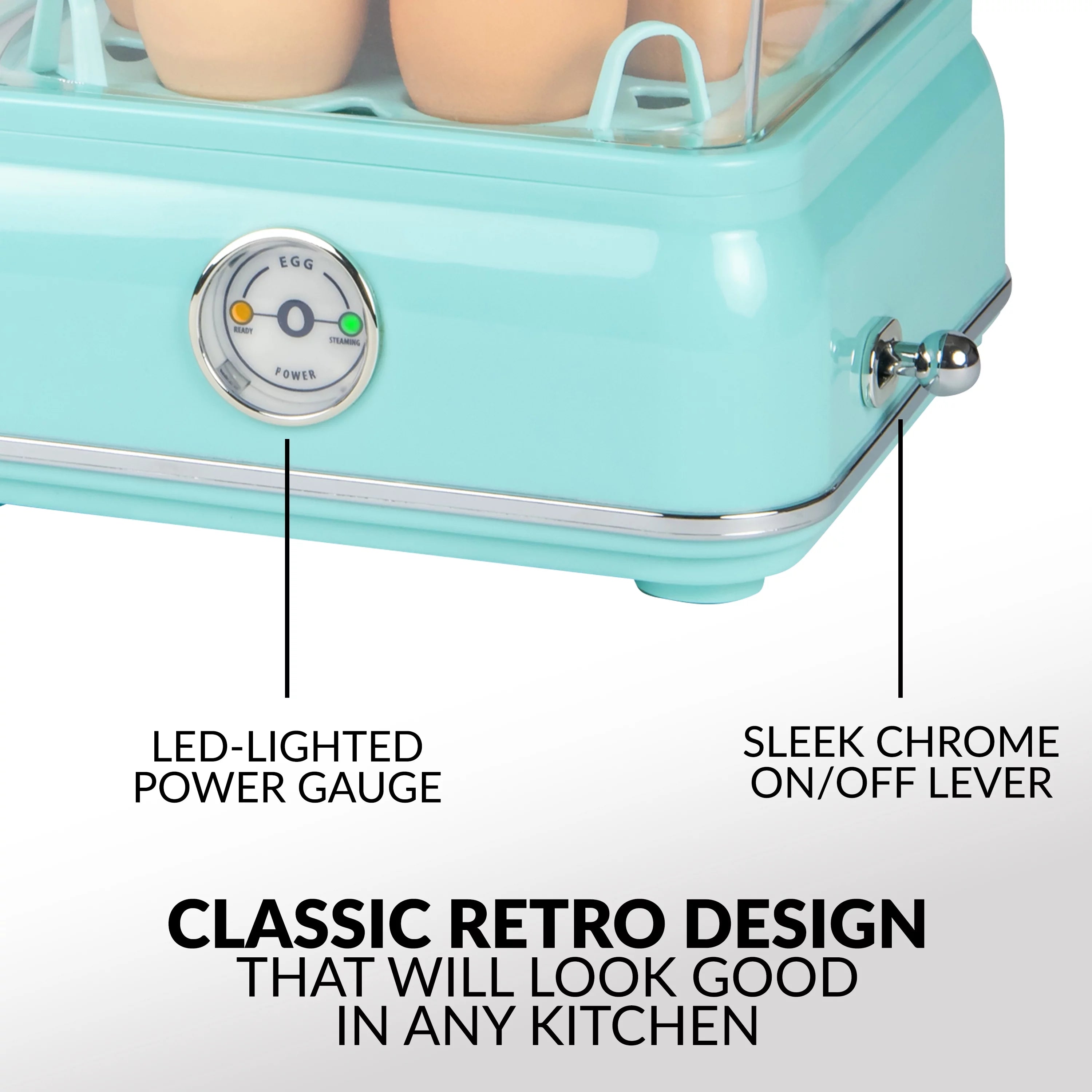 Retro 14-Capacity Egg Cooker, Aqua P3983