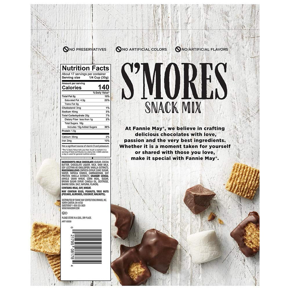 S'mores Snack Mix, Milk Chocolate Covered Mini Marshmallows and Graham Cereal, 18oz Bag I594798