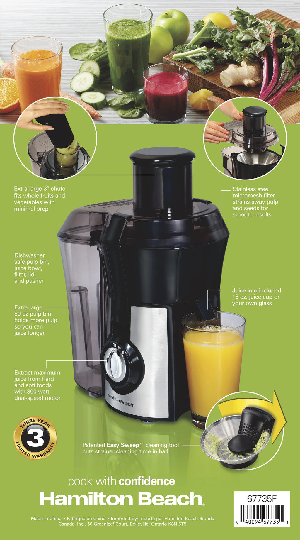 Easy Clean Juice Extractor, 800 Watts V2771