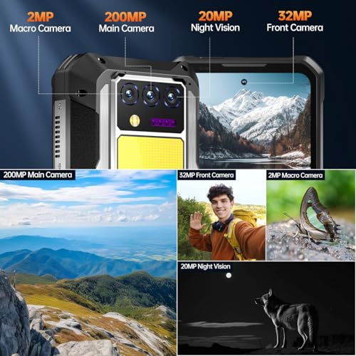 Rugged Smartphone 5G 33000mAh with Projector, 48GB+512GB Unlocked Android 14 L435