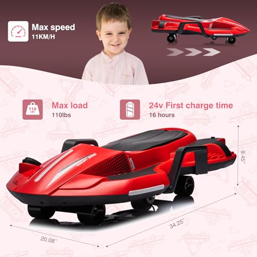 24V Electric Ride On Toy for Kids, Drift Cart with Side Handlebars, LED Lights & Music D29191