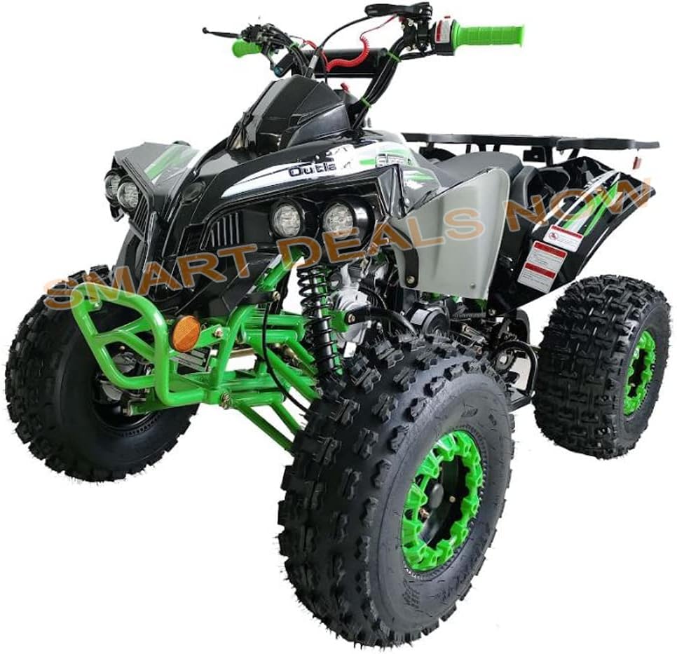 125cc ATV Quad with Reverse, Double Headlights, 19/18 Inch Tires, Green B155511
