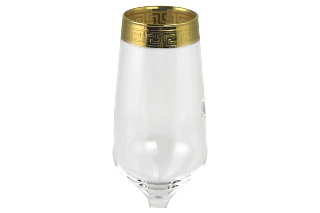 8.5 in. Flute Glass with Greek Key Design, 6 Piece N8456