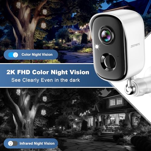 Wireless Outdoor Security Camera, 2K Battery Powered with AI Motion Detection J67126