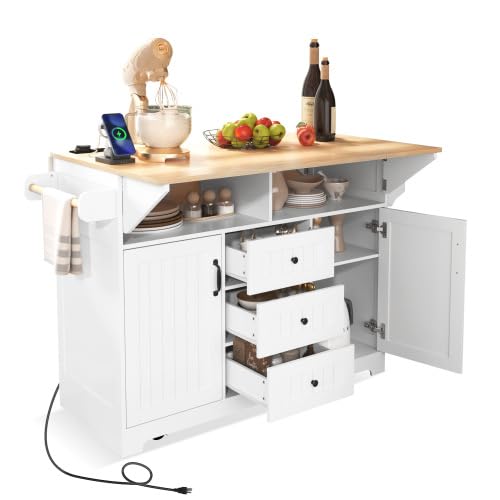 Foldable Kitchen Storage Island Cart with Drop Leaf Extensions and Wheels M744