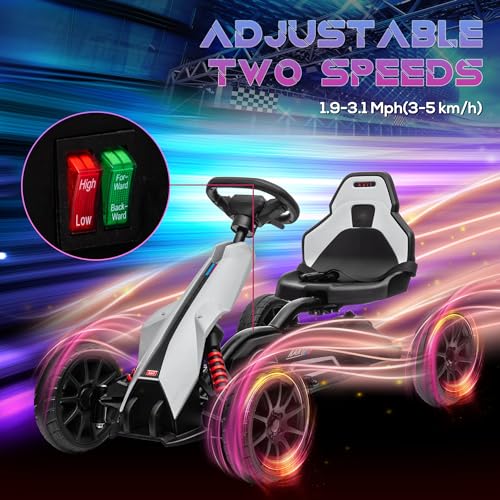 12V Electric Go Kart for Kids, Outdoor Ride-On Toy with Adjustable Speed A571780