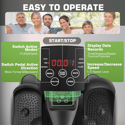 Under Desk Elliptical Machine - Quiet Pedal Exerciser for Seniors, Office & Home N263