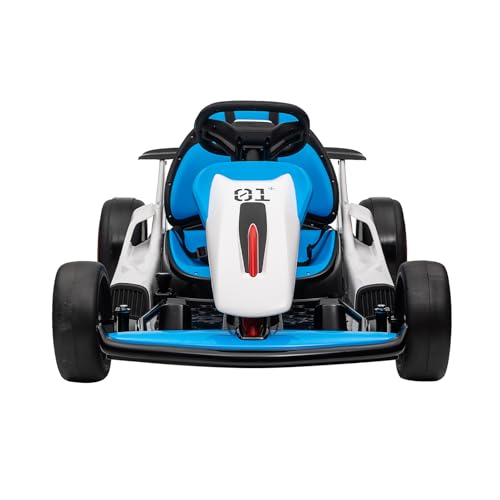 Kids Go Kart, 24V Electric Drift Car with Dual 200W Motors, 2-Speed, White B188186