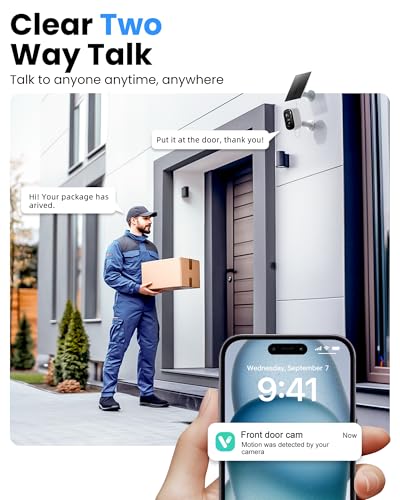 Wireless Outdoor Security Camera 2K Battery Powered WiFi, AI Motion Detection, Color Night Vision, IP66 Waterproof, 4 Pack R2584